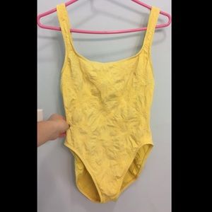 One Piece Yellow Sunflower Print Bathing Suit